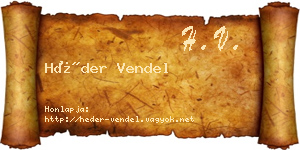 Héder Vendel névjegykártya